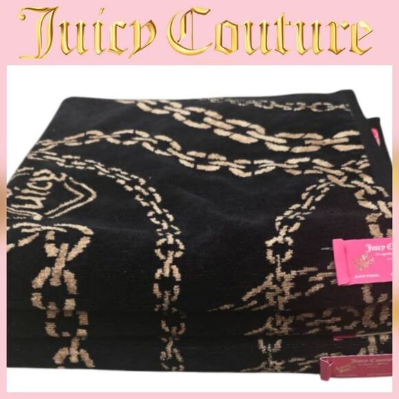 Juicy Couture Home Logo Hearts & Chains Oversized Towel Set - Picture 1 of 8